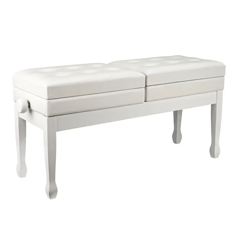 Beale Bpb990 White Dual-Adjustable Duet Piano Bench 1