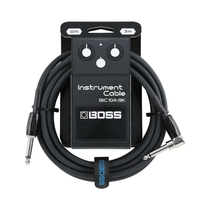 Boss As Series 10-Foot Straight-To-Angle 1/4″ Instrument Cable – Black 1