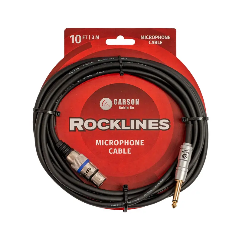 Carson Rocklines 10-Foot Balanced Mono 6.3Mm Jack (M) To Xlr (F) Mic Cable 1