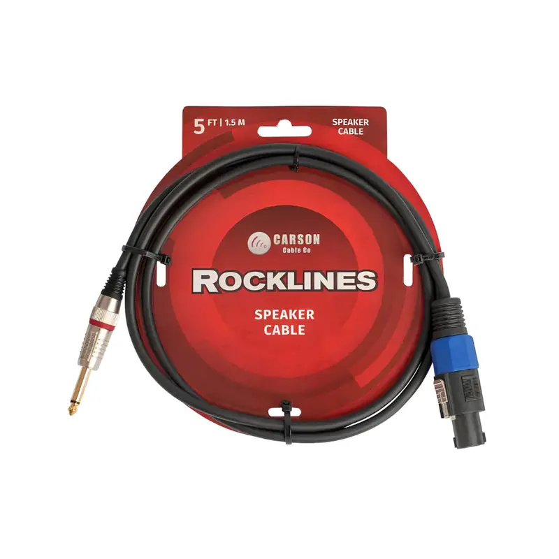 Carson Rocklines 5-Foot 7Mm Speaker Cable – Speakon Male To 1/4" Ts Jack 1