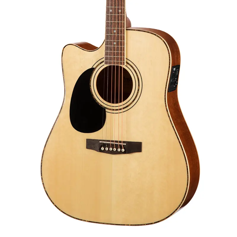 Cort Ad880Ce Left-Handed Dreadnought Cutaway Acoustic-Electric Guitar – Natural Satin 1