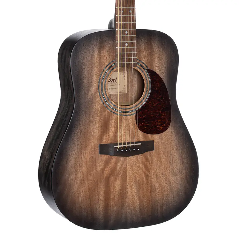 Cort Earth 60M Solid Mahogany Electric Guitar – Transparent Black Burst, Open Pore Finish 1