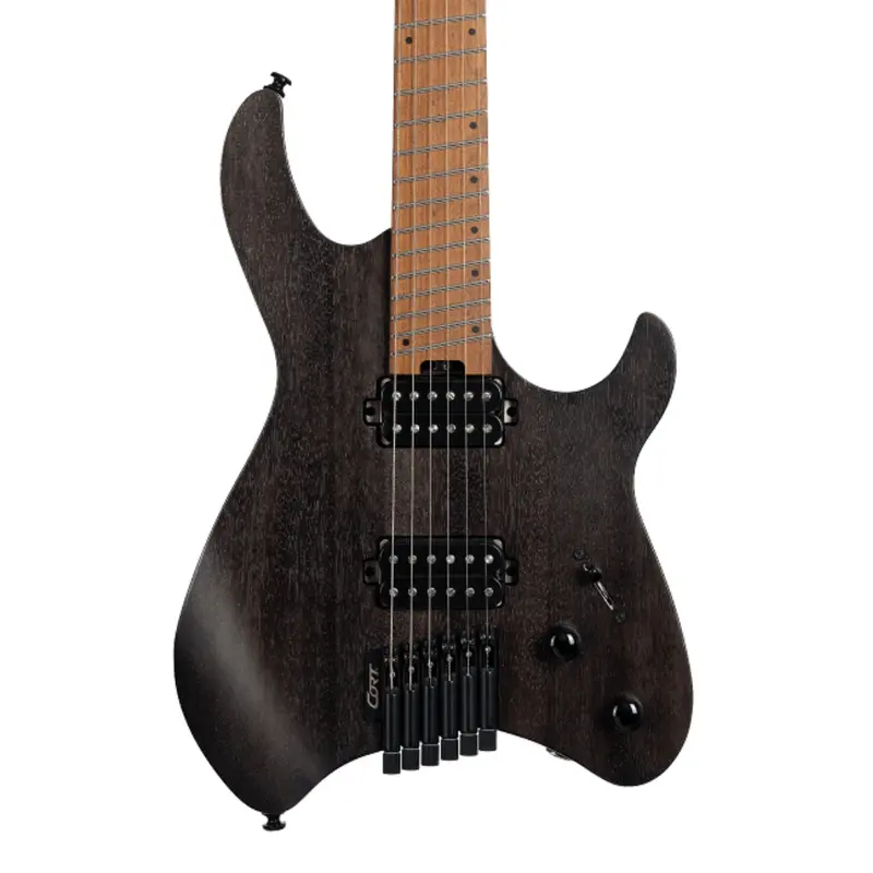 Cort Space G6Ms Semi-Hollow Electric Guitar – Trans Black Gloss Finish 1