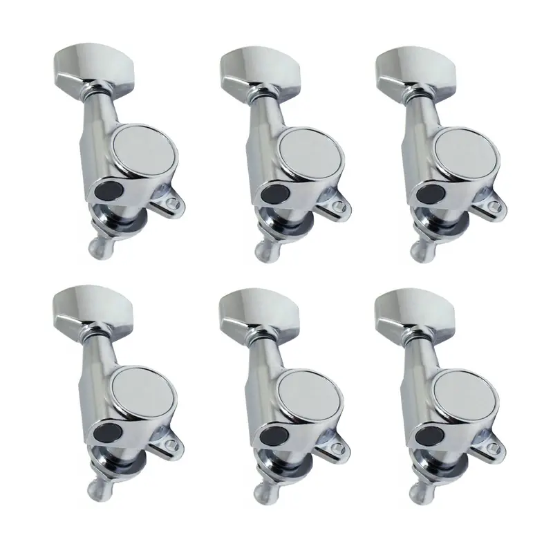 Dr. Parts Chrome 6-String Inline Machine Heads – Compact Button Tuners 1