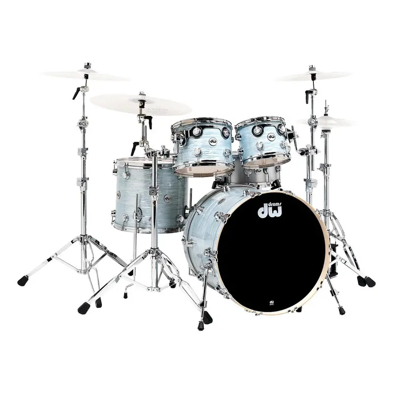 Dw Collectors Pure Maple Drum Kit – Pale Blue Oyster Finish With Chrome Hardware 1