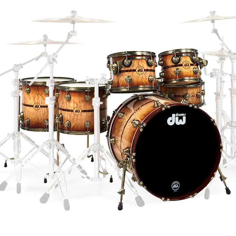 Dw Collector’S Series 50Th Anniversary Shell Pack – 6-Piece, Burnt Toast Lacquer, Antique Gold Hardware 1