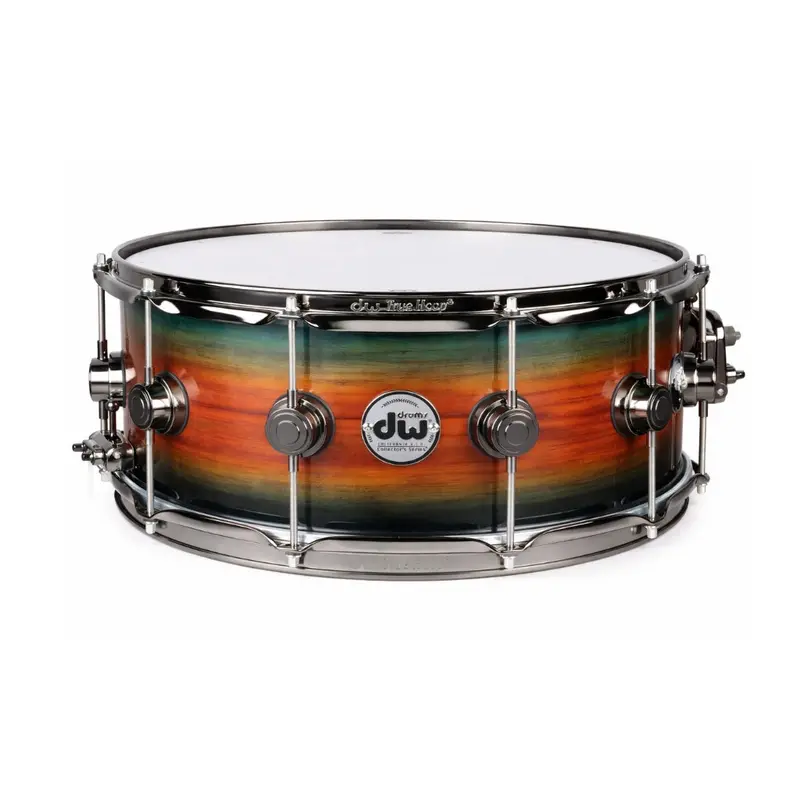 Dw Collector'S Series Sonicply Snare Drum – 6"×14", Padauk Shell With Royal Blue Burst Finish 1