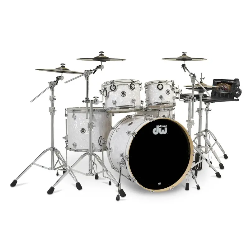 Dw Dwe 5-Piece Drum Set – White Marine Pearl Finish Complete Kit 1