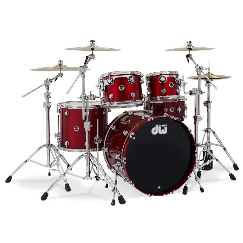 Dw Dwe Five-Piece Drum Kit Complete Bundle – Black Cherry Metallic Finish 1