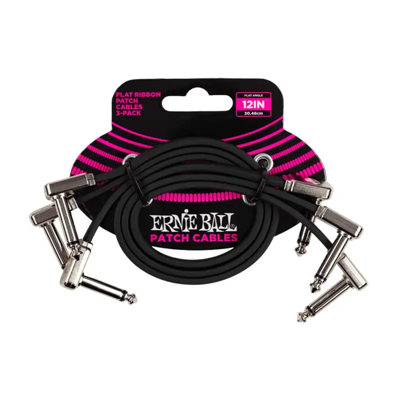 Ernie Ball 12-Inch Flat Ribbon Patch Cables (3-Pack) – Low-Noise Interconnects 1