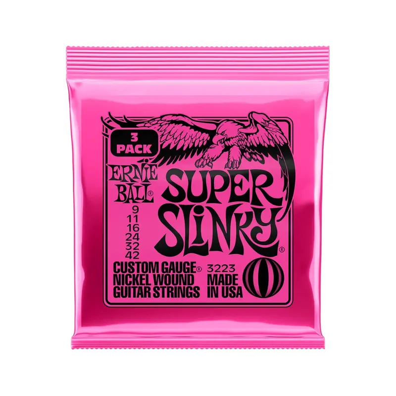 Ernie Ball Super Slinky Nickel Wound Electric Guitar Strings (9–42) – 3-Pack 1