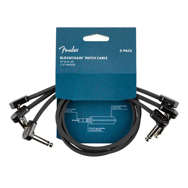 Fender Blockchain Patch Cable Bundle – 16-Inch Angle-To-Angle, 3-Pack 1