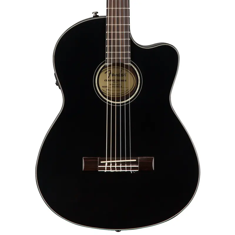 Fender Cn-140Sce Thinline Nylon-String Guitar – Black With Walnut Fingerboard 1