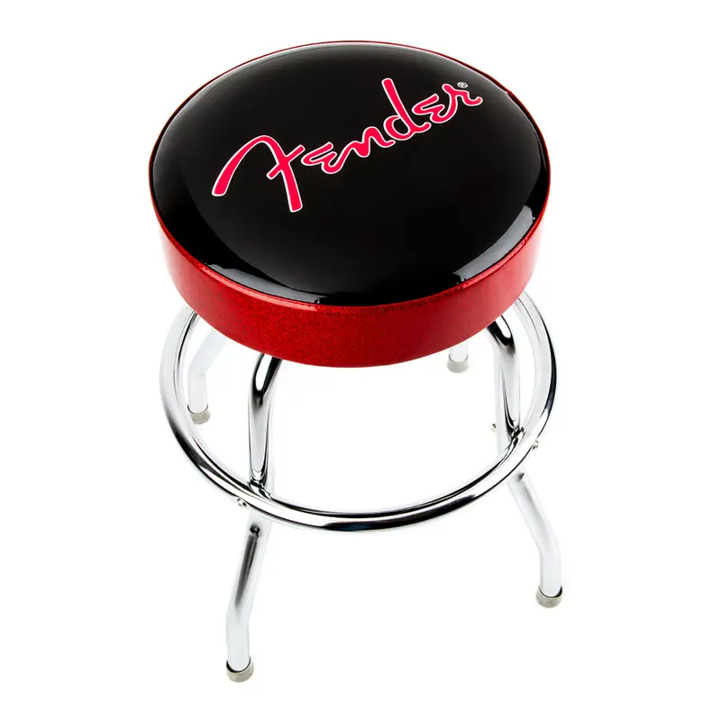 Fender Red Sparkle Logo Barstool – 24" Height, Black & Metallic Red Finish 1