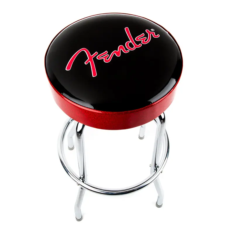 Fender Red Sparkle Logo Barstool – Black/Red Sparkle Finish, 30-Inch Height 1