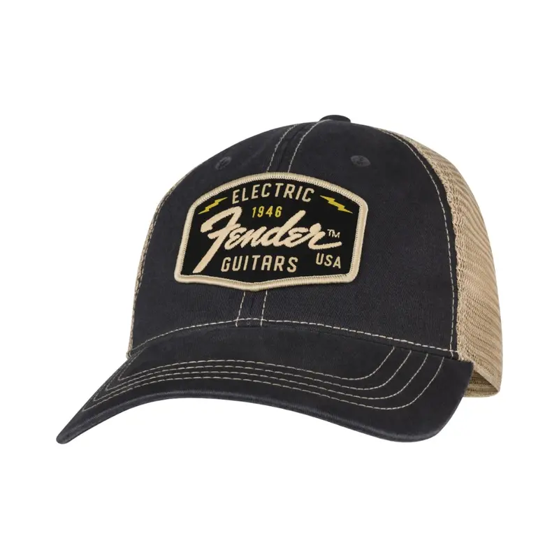 Fender Transition Logo Embroidered Baseball Cap – Black & Stone, One Size 1
