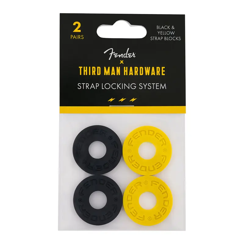Fender X Third Man Records Strap Blocks 4-Pack – Black & Yellow Design 1