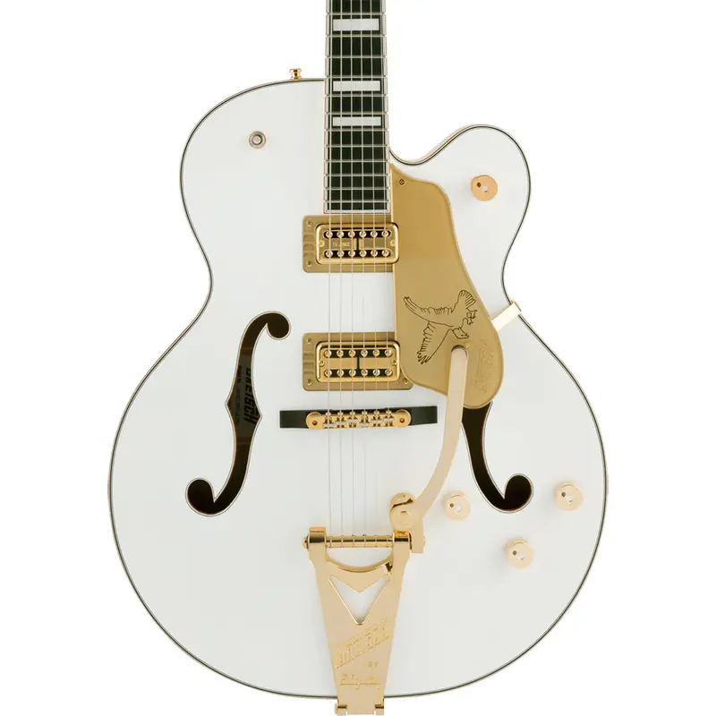 Gretsch G6136T-Mgc Michael Guy Chislett Signature Falcon Guitar – Vintage White With Bigsby & Ebony Fingerboard 1