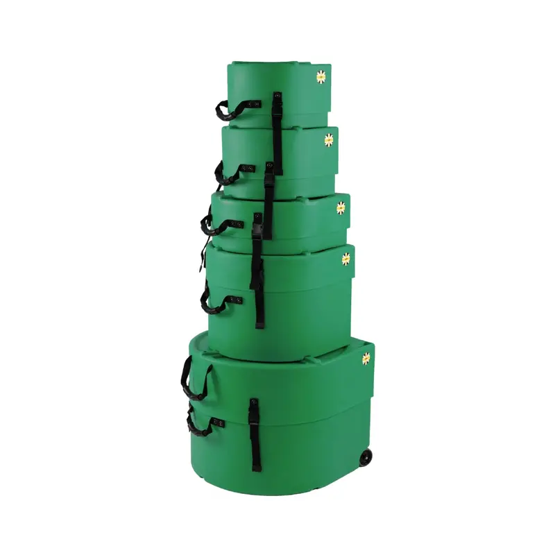 Hardcase Lined Light Green Drum Set Case Kit (10", 12", 16", 22" + 14" Snare) 1