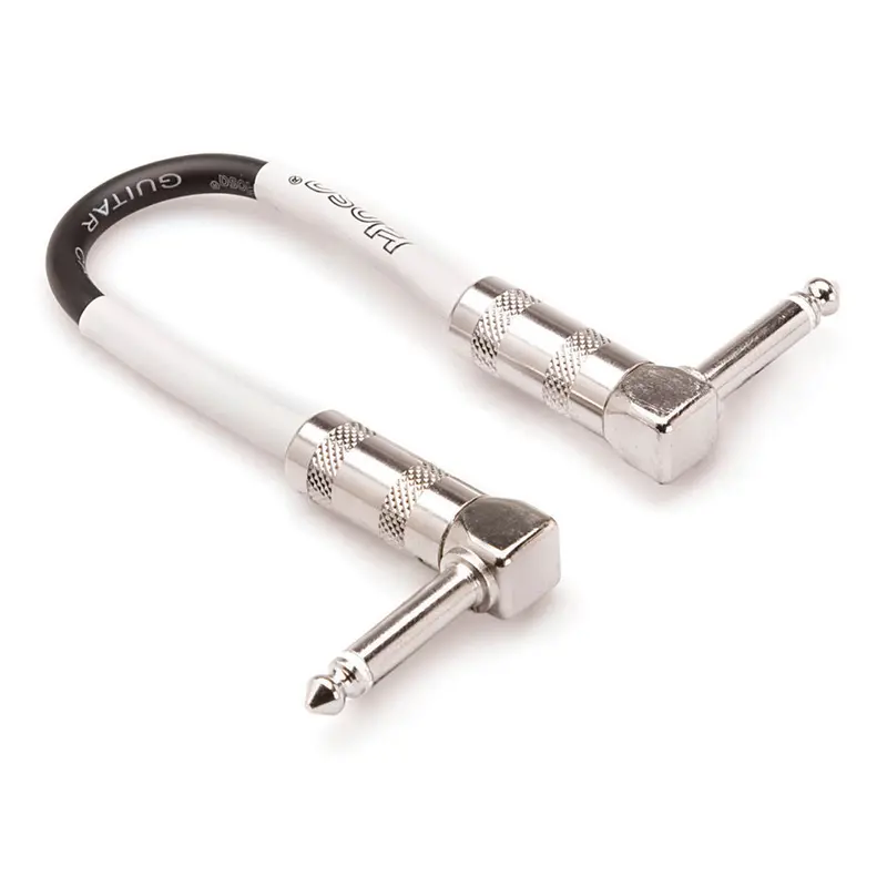 Hosa Right-Angle To Straight 1/4" Ts Guitar Patch Cable – 6-Inch Short-Run Signal Link 1