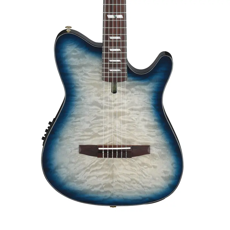Ibanez Frh20Qmn Quilted Maple Nylon-String Guitar In Cosmic Blue Starburst Low Gloss 1