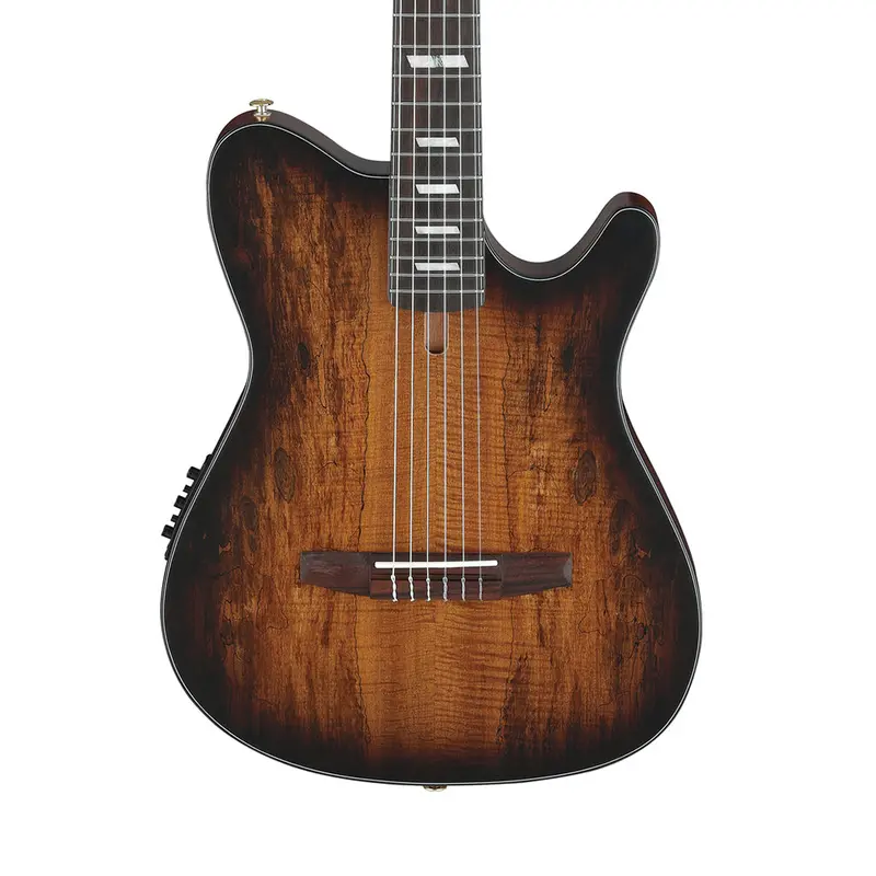 Ibanez Frh20Smn Spalted Maple Nylon-String Guitar In Tobacco Burst Low Gloss 1