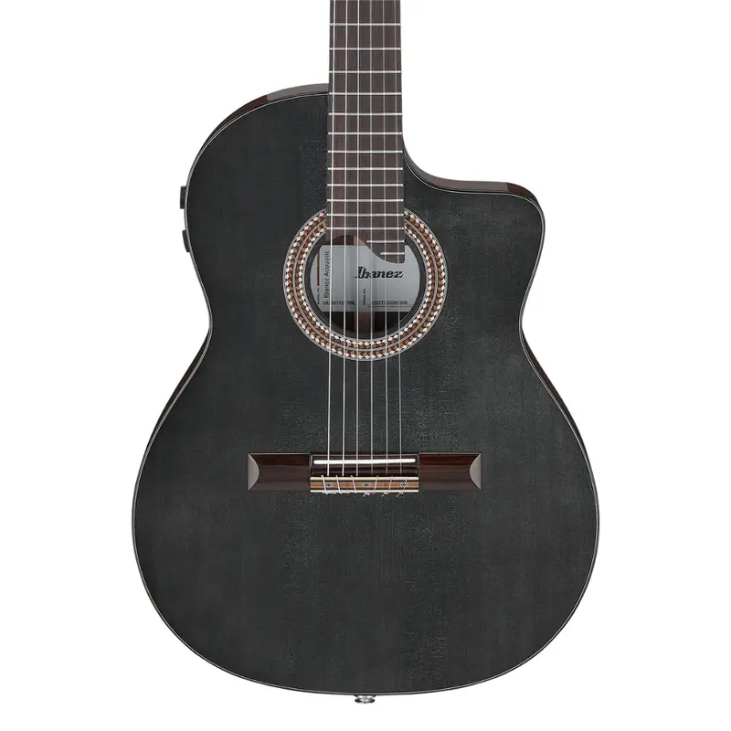 Ibanez Ga360Tce Classical-Style Acoustic Guitar – Transparent Black High-Gloss Nylon String 1