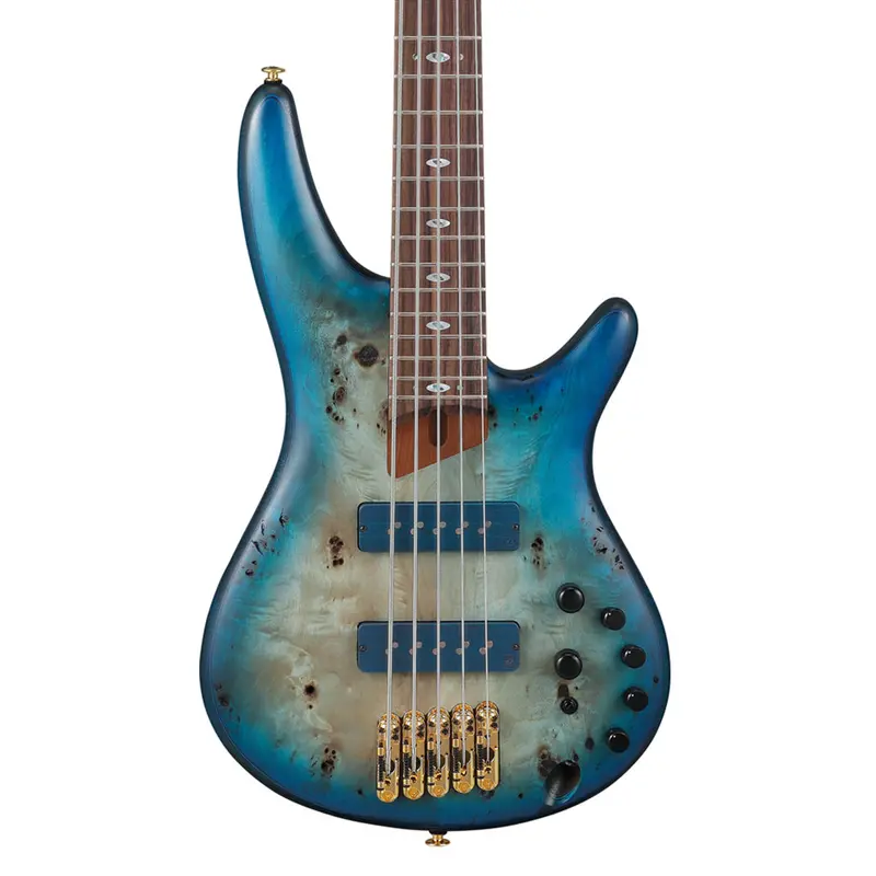Ibanez Sr6605 5-String Bass With Mappa Burl Veneer & Rosewood Fretboard – Ghost Fleet Blue Burst 1