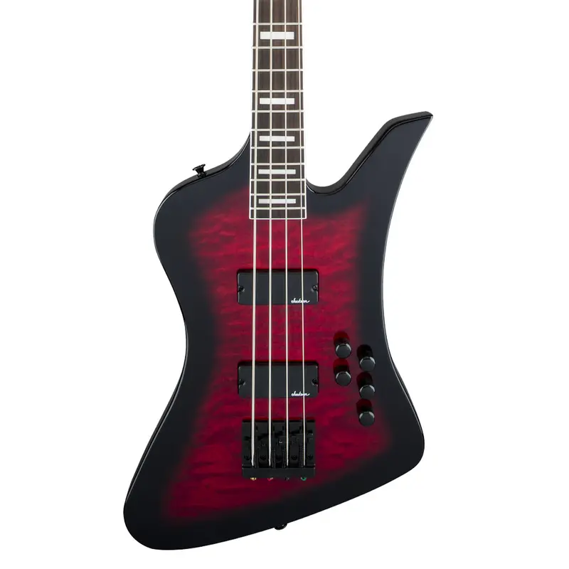 Jackson Js3Q Kelly Bird Bass – Transparent Red Burst With Amaranth Fingerboard 1