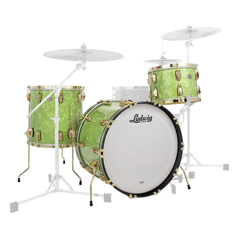 Ludwig 110Th Anniversary Classic Maple Shell Pack — Emerald Green Ripple Finish With Brass Hardware 1