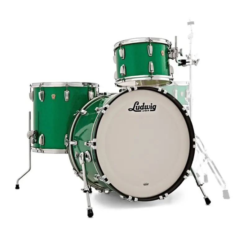 Ludwig Classic Maple 18" Jazzette 3-Piece Drum Shell Pack – Green Sparkle Wrap 1