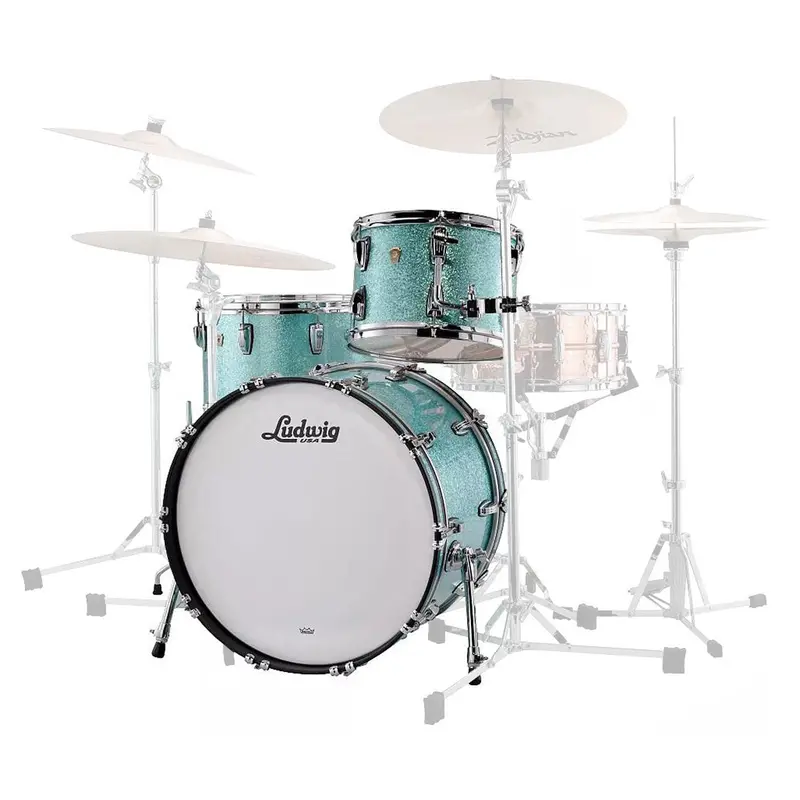Ludwig Classic Maple 22" Fab 3-Piece Shell Pack – Turquoise Glitter 1