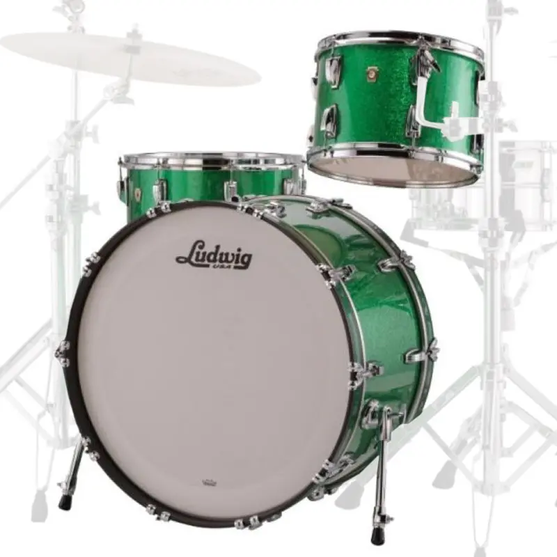 Ludwig Classic Maple 3-Piece Shell Pack (22" Bass, Toms) – Green Sparkle 1