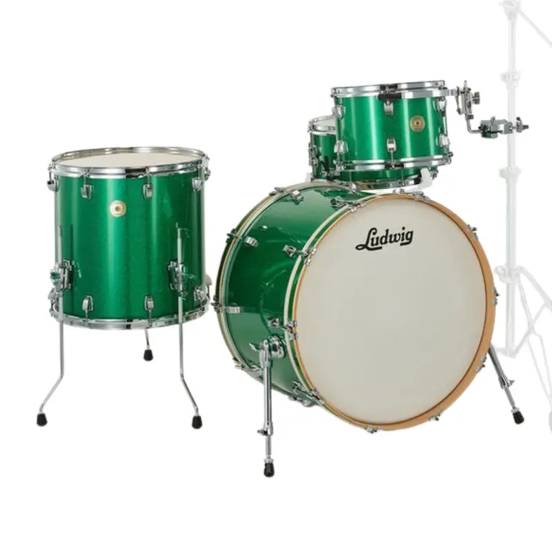 Ludwig Continental 22" 4-Piece Drum Shell Pack – Green Sparkle Finish 1