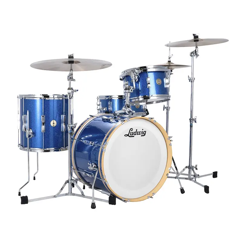 Ludwig Continental Club 20" Downbeat Plus 4-Piece Shell Pack In Blue Sparkle Finish 1