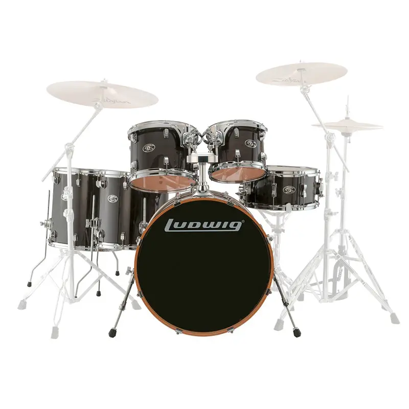Ludwig Evolution Maple 22" Drum Shell Pack – Translucent Black 1