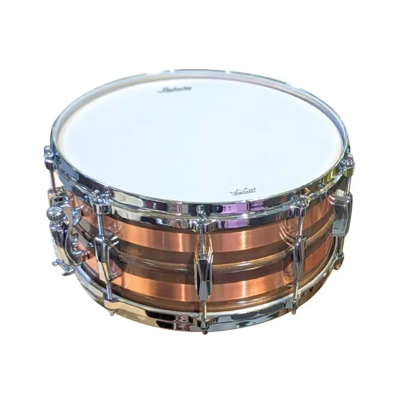 Ludwig Lc663S Copperphonic Raw Copper Striped Snare Drum – 14" X 6.5" 1