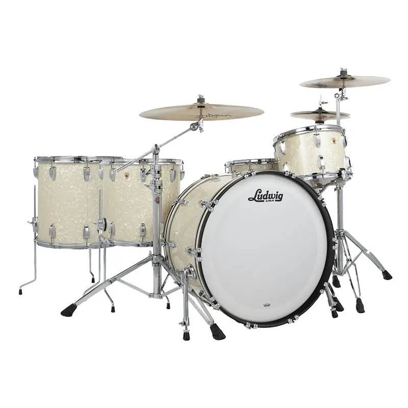 Ludwig Legacy Mahogany 4-Piece Shell Pack – 24-Inch Pro Beat Special In Vintage White Marine 1