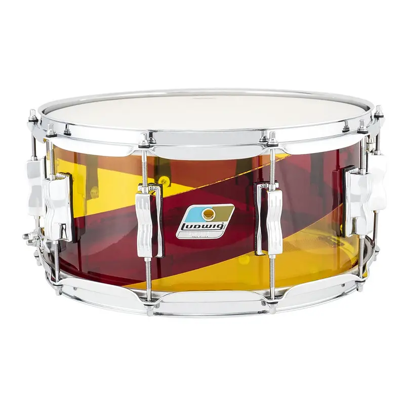 Ludwig Vistalite 50Th Anniversary 6.5" X 14" Red-Yellow Snare Drum 1
