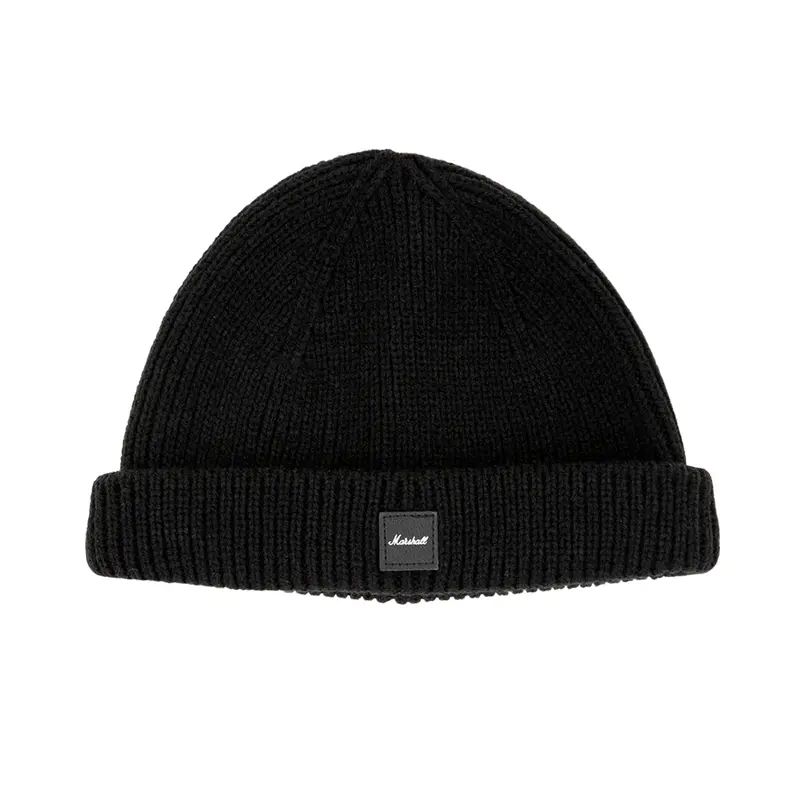 Marshall Black Fisherman-Style Knit Beanie 1