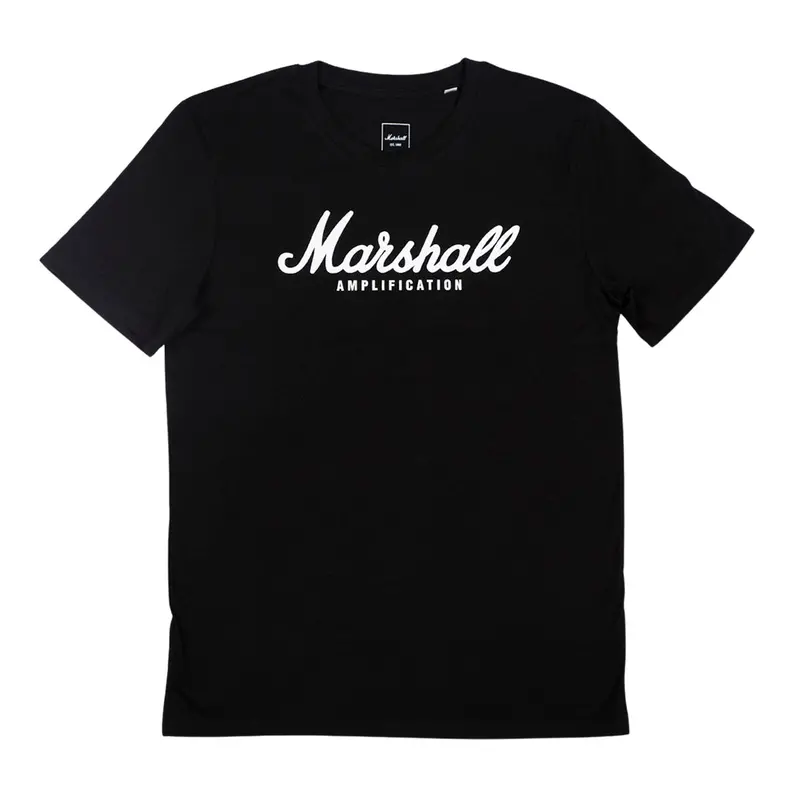 Marshall Script Logo Cotton T-Shirt – Black, Large 1