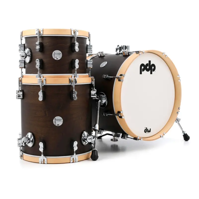 Pdp Concept Maple Classic Bop 3-Piece Shell Pack – Walnut Finish With Natural Wood Hoops 1