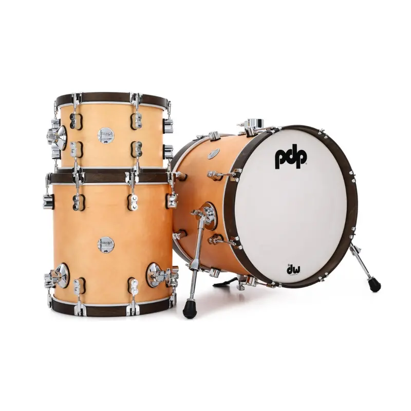 Pdp Concept Maple Classic Shell Pack – 3-Piece (13", 16", 24") In Natural Finish With Walnut Hoops 1