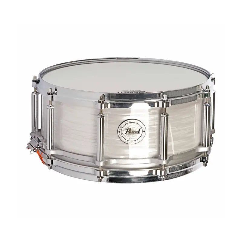 Pearl 75Th Anniversary President Series Snare Drum – 14"×6.5", Free Floater Phenolic Shell, Pearl White Oyster Finish 1