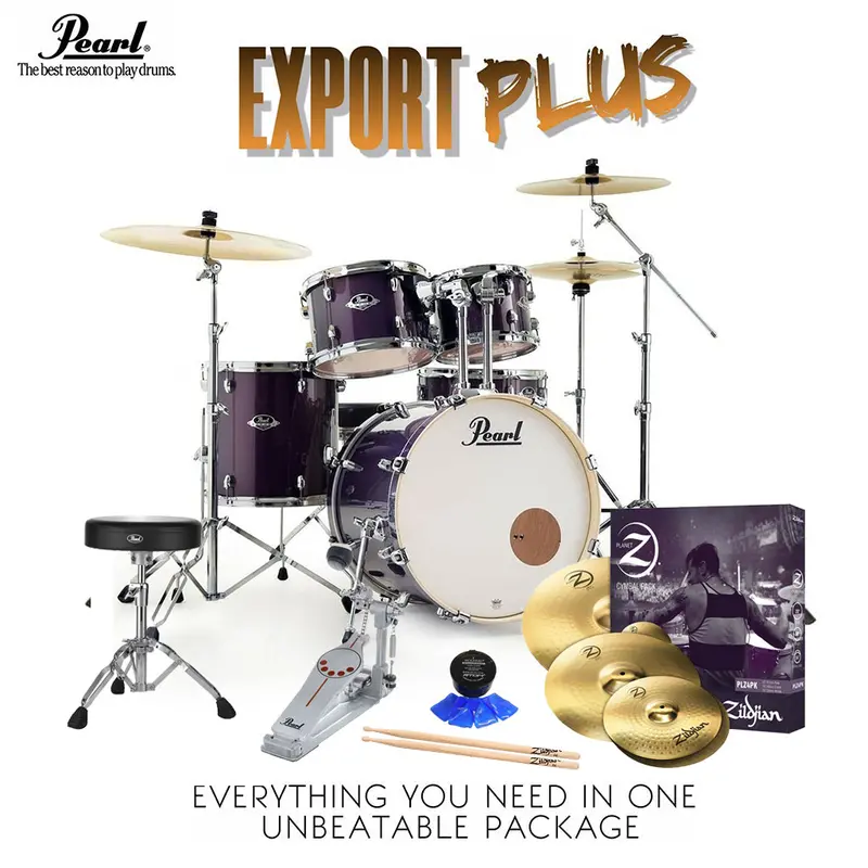 Pearl Export Exx Fusion Plus Drum Kit – 22" Complete Package With Zildjian Cymbals & Hardware (Purple Nebula Finish) 1