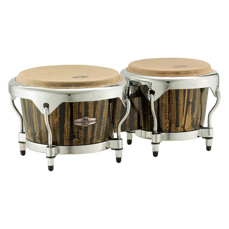 Pearl Havana Fiberglass Bongos (7" + 8.5") In Liquid Gold Finish 1