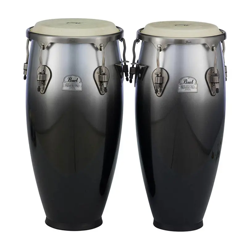 Pearl Primero Fiber Conga Pair (10" + 11") – Carbon Vapour Finish With Stands 1