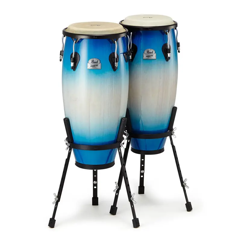 Pearl Primero Wood Conga Pair (10" + 11") – Island Shadow Finish With Stands 1