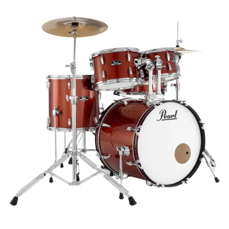 Pearl Roadshow 5-Piece Fusion Drum Kit – 20" Bass Drum, Burnt Orange Sparkle Finish (Includes Hardware & Cymbals) 1