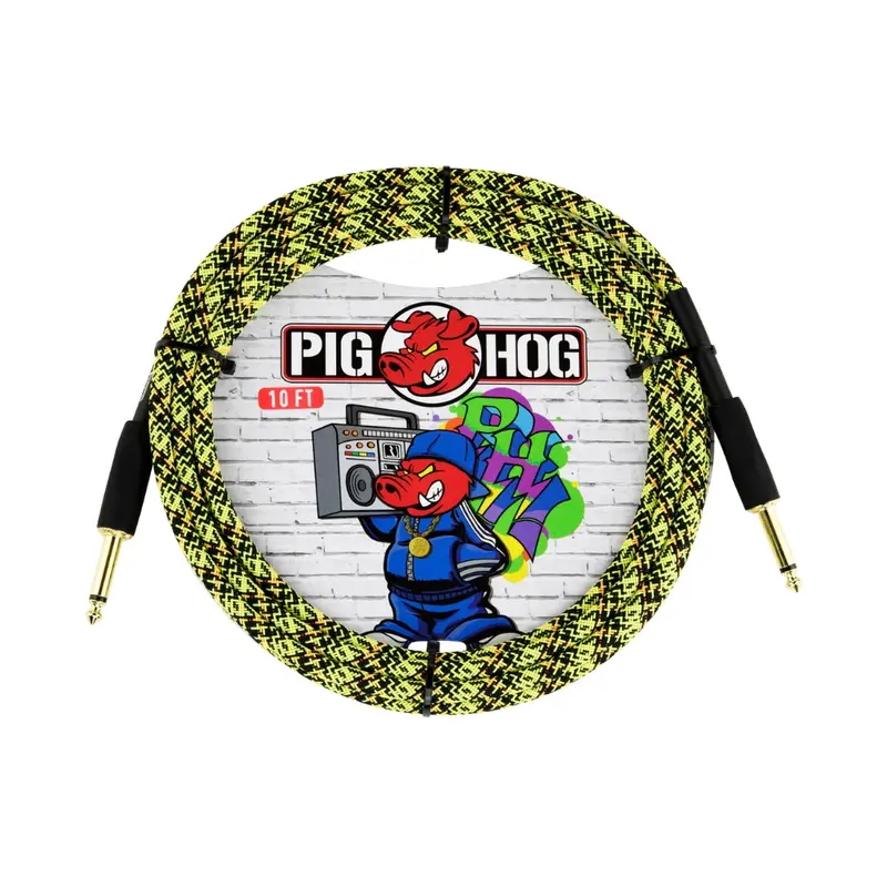 Pig Hog Instrument Cable – Graffiti Yellow, 10 Ft 1